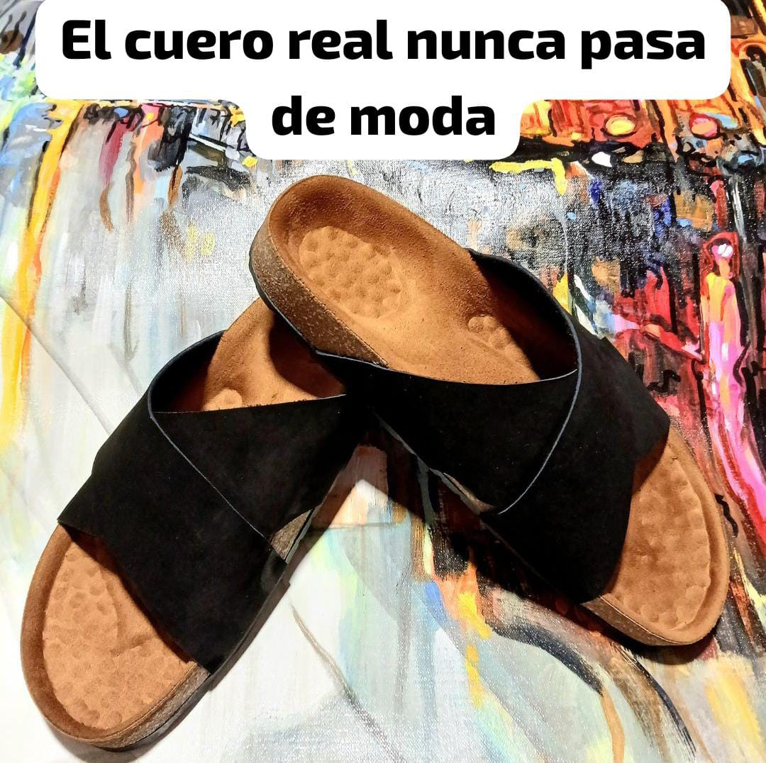 SANDALIAS DE CABALLEROS EN CUERO LISO 100%