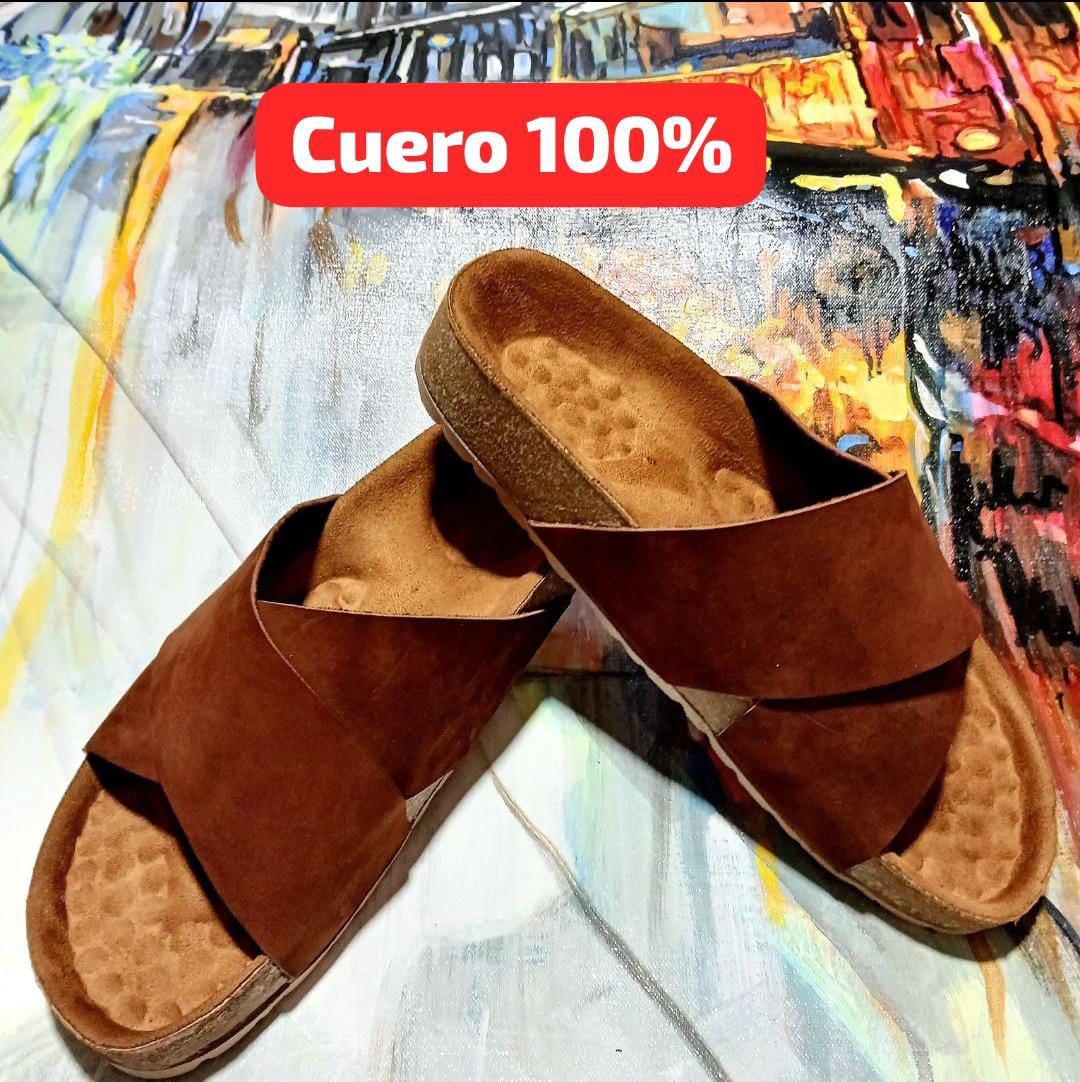 SANDALIAS DE CABALLEROS EN CUERO LISO 100%